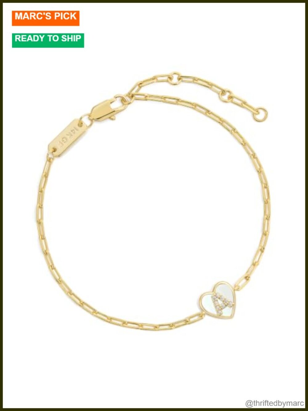 14k Gold Filled Initial Bracelet Dainty Letter Charm Women